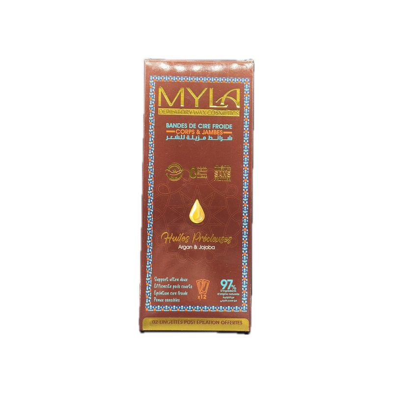 MYLA BANDE CIRE CORPS ARGAN JOJOBA 12PCS