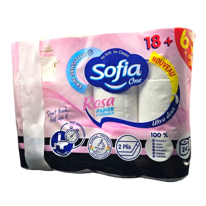 SOFIA PAPIER HYG ROSA 18+6 PCS