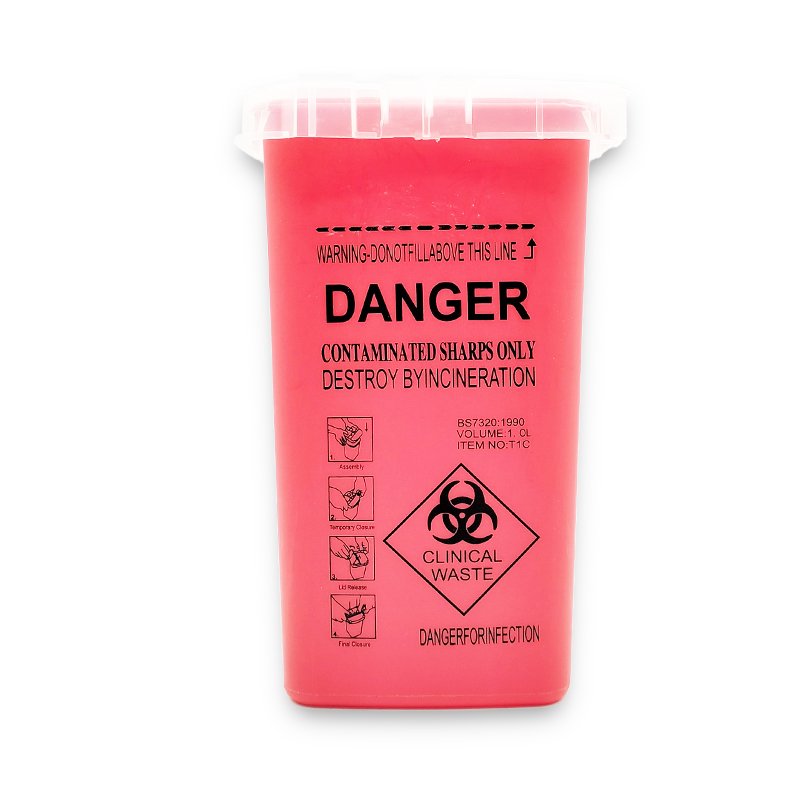 DANGER POT CONTAMINATED SHARPS ONLY T1C ROUGE