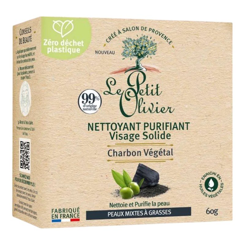 LE PETIT OLIVIER NETTOYANT VISAGE SOLIDE CHARBON 60G