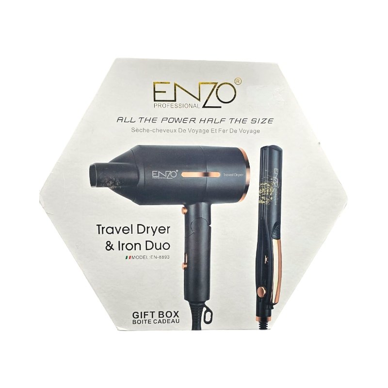 ENZO SECHOIR + LISSEUR TRAVEL DRYER & IRON DUO 2PCS EN-8893