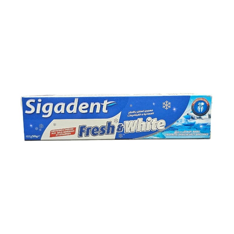 SIGADENT DENTIFRICE FRESH WHITE SEL MINERAUX 50G