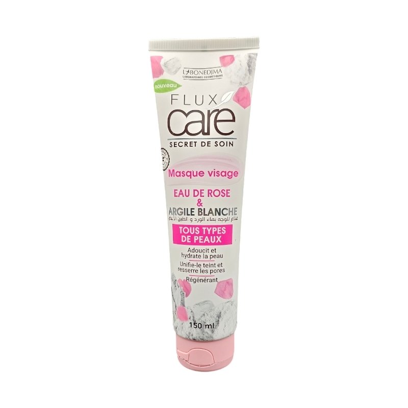 FLUX CARE MASQUE VISAGE EAU ROSE & ARGILE BLANCHE 150ML *TUBE*