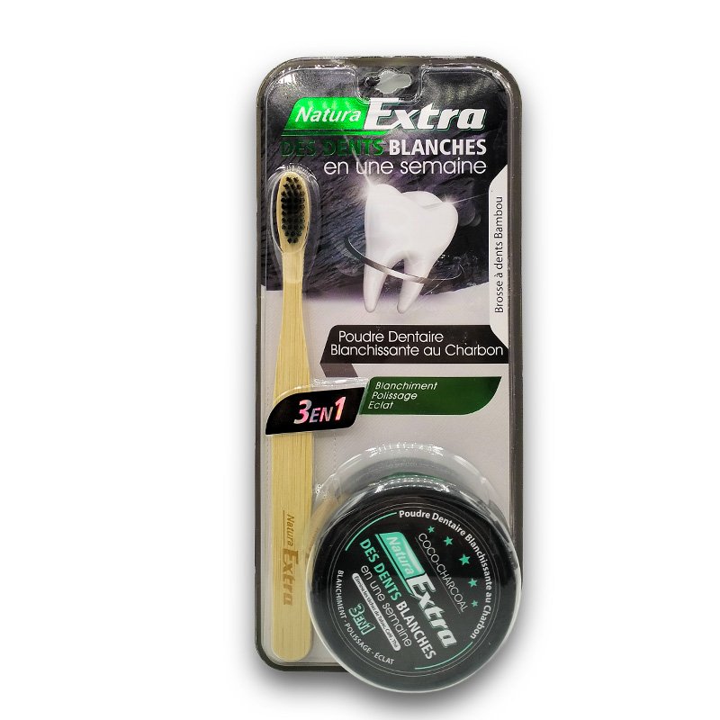 NATURA EXTRA KIT POUDRE CHARBON 50G + B.A.D