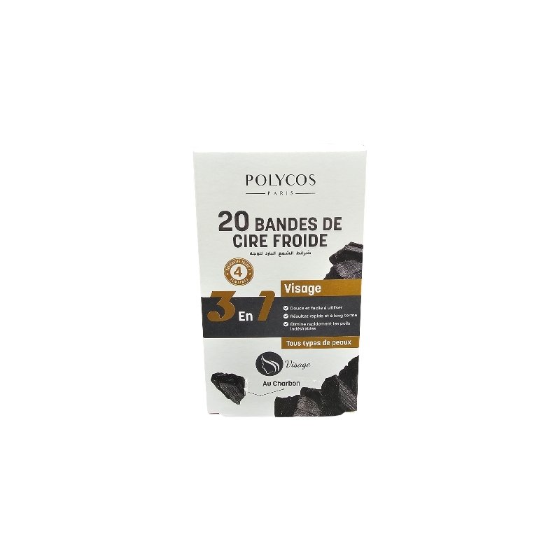 POLYCOS BANDES CIRE VISAGE CHARBON 20U