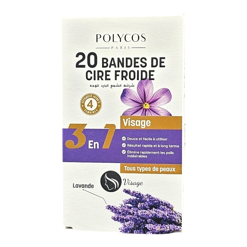 POLYCOS BANDES CIRE VISAGE LAVANDE 20U