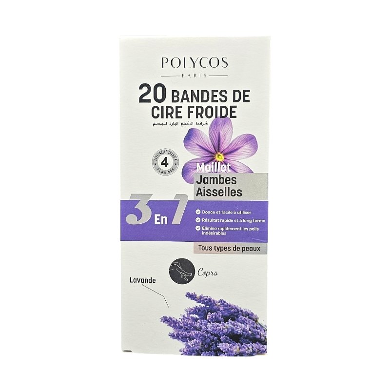 POLYCOS BANDES CIRE CORPS LAVANDE 20U