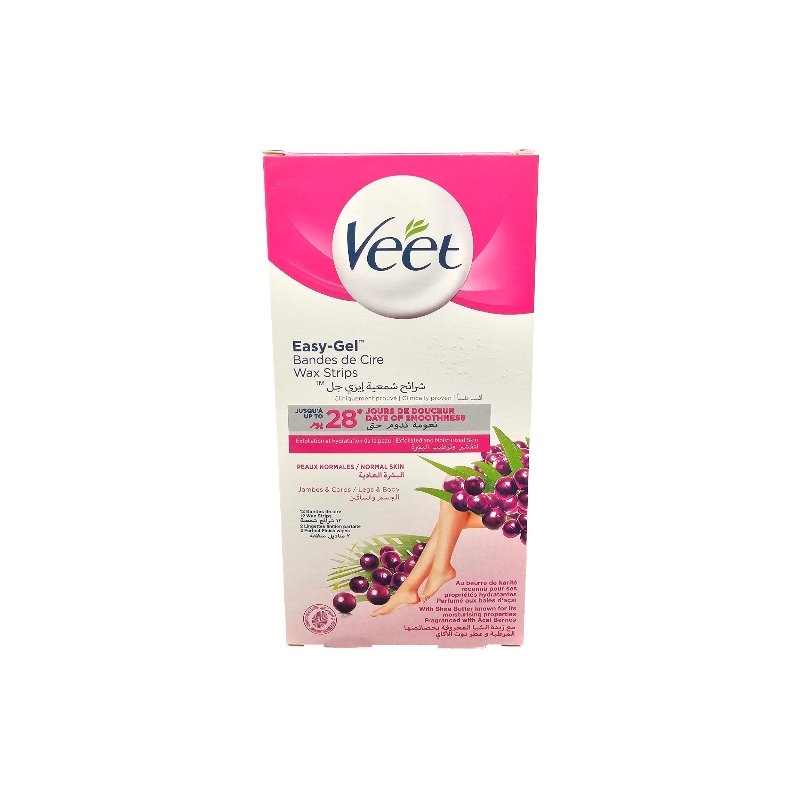 VEET CIRE JAMBES CORPS X12 BANDES ROSE
