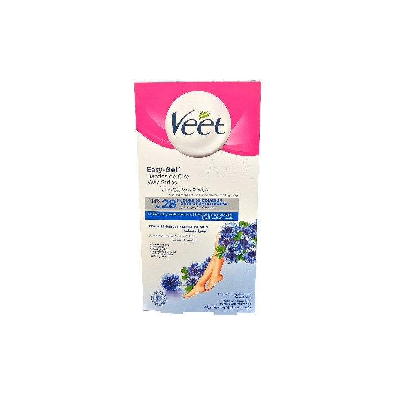 VEET CIRE JAMBES CORPS X12 BANDES BLEU