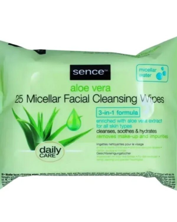 SENCE BEAUTY LINGETTE DEMAQUILLANTE ALOE VERA 25PCS