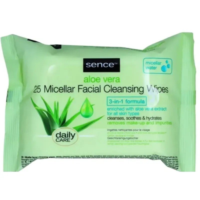SENCE BEAUTY LINGETTE DEMAQUILLANTE ALOE VERA 25PCS