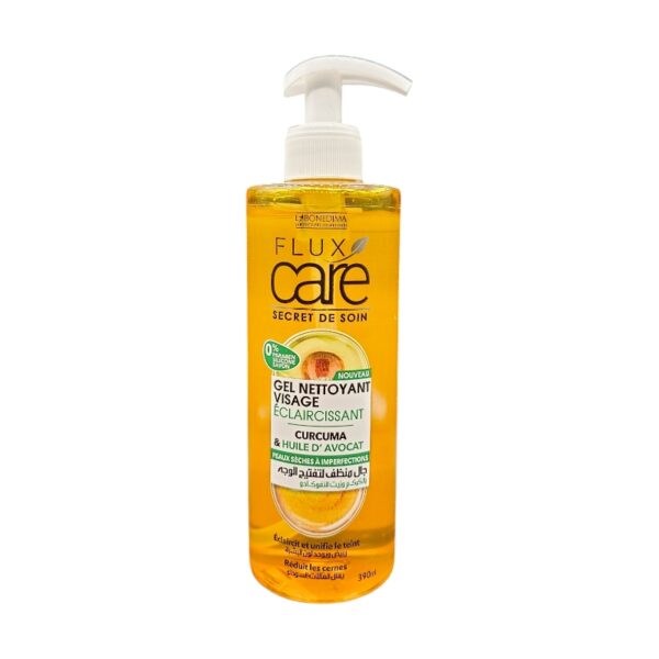 FLUX CARE GEL NETTOYANT VISAGE ECLAIRCISSANT CURCUMA 390ML *JAUNE*