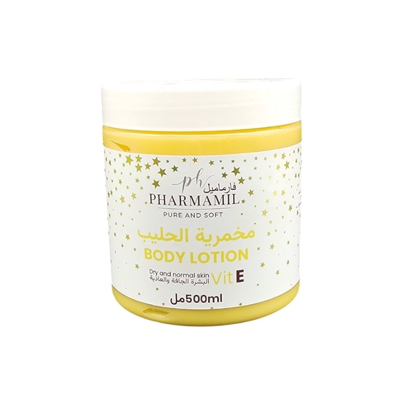 Photo00370162 PHARMAMIL BODY LOTION VIT E 500ML *JAUNE* – Image 1